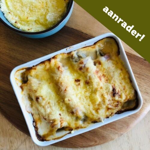 Witloofrolletjes met hesp en puree